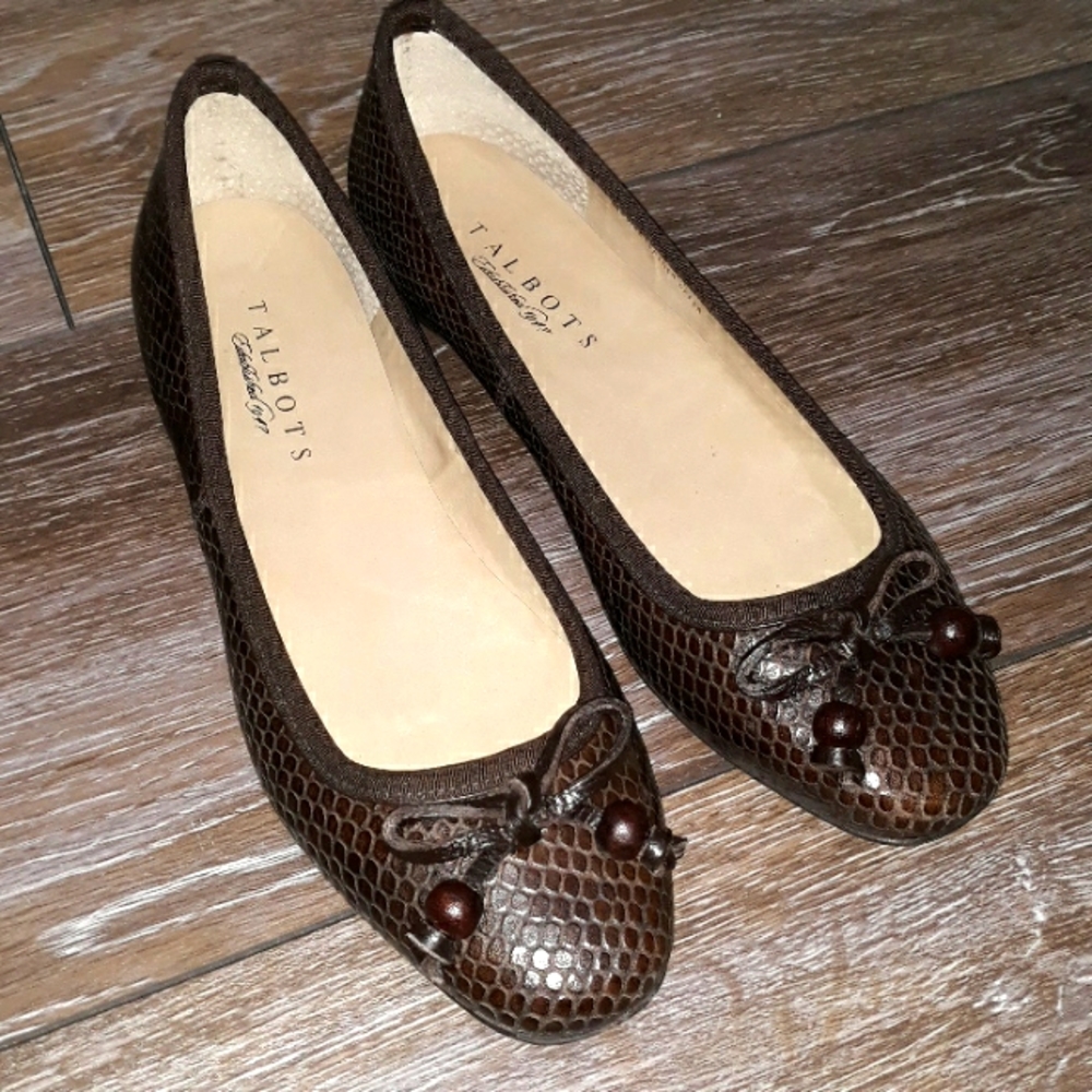 Talbots Python Print Brown Leather Flats. Mint Co… - image 1